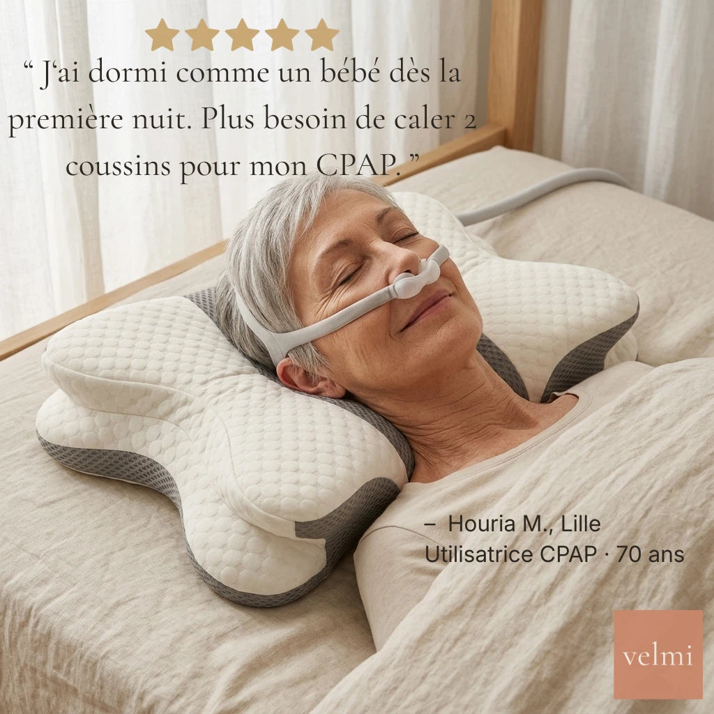 Témoignage Houria, utilisatrice CPAP, oreiller cervical Velmi